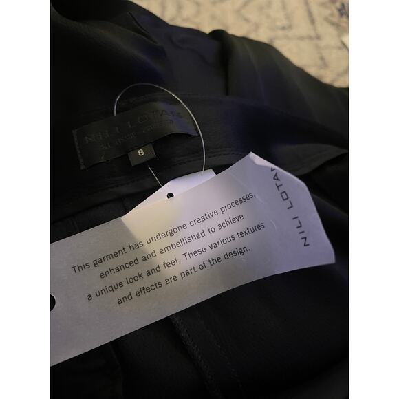 NEW! Nili Lotan 8 Elastic Waist 100% Wool Chelsea Pants $450 Crop Jet Black - Picture 4 of 12